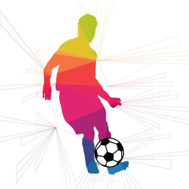 Futbol renkli logo tasarımı kırmızı ve mavi arka plan üzerinde