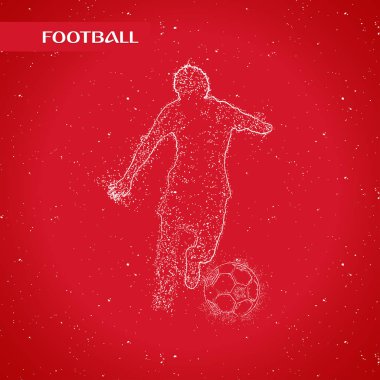 Futbol renkli logo tasarımı kırmızı zemin üzerine