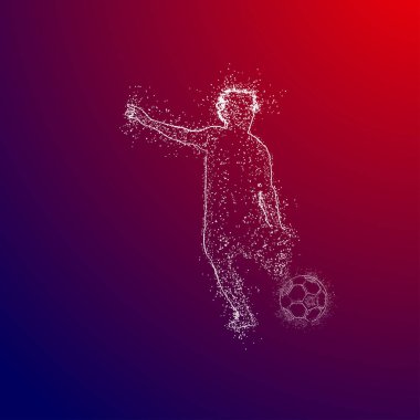 Futbol renkli logo tasarımı kırmızı ve mavi arka plan üzerinde