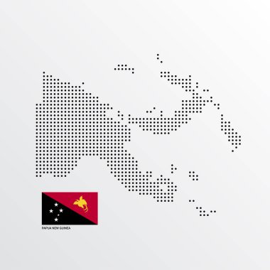 Papua Yeni Gine Haritası çizmek ile bayrak ve açık renkli vektör