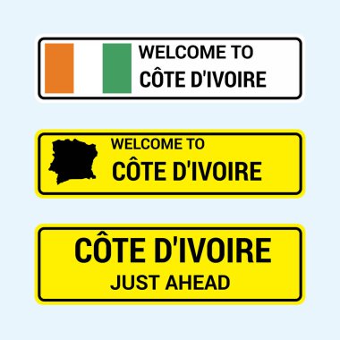 Fildişi Sahili trafik işaretleri kartı tasarımı, vektör 
