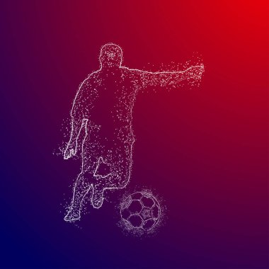 Futbol renkli logo tasarımı kırmızı ve mavi arka plan üzerinde