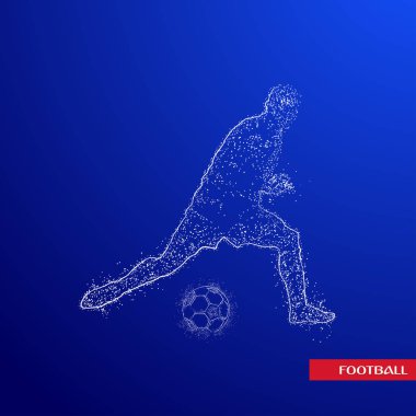 Futbol renkli logo tasarımı mavi zemin üzerine