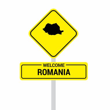 Romanya trafik işaretleri kartı tasarımı, vektör 