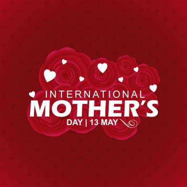 Kırmızı ve beyaz tema ile anneler günü tipografik tasarım