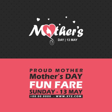 Mutlu anneler günü kartı tipografi üzerinde kırmızı ve siyah arka plan ile