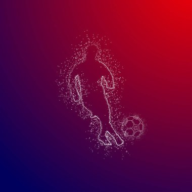 Futbol renkli logo tasarımı kırmızı ve mavi arka plan üzerinde