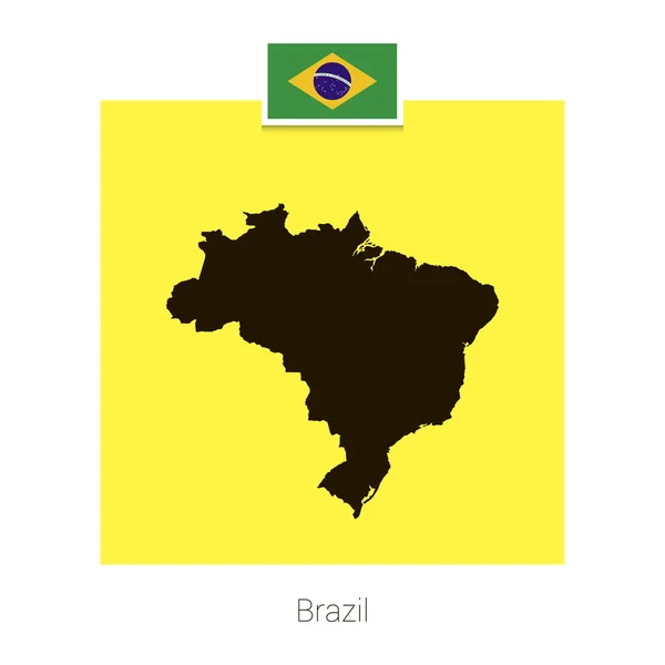 Projeto Mapa Brasil Com Bandeira Vetor Fundo Amarelo — Vetor de Stock