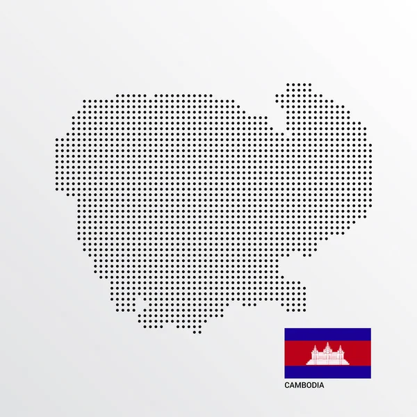 Cambodge Conception Carte Avec Drapeau Vecteur Fond Clair — Image vectorielle