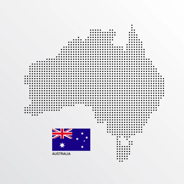 Australien Karta Design Med Flagga Och Ljus Bakgrund Vektor — Stock vektor