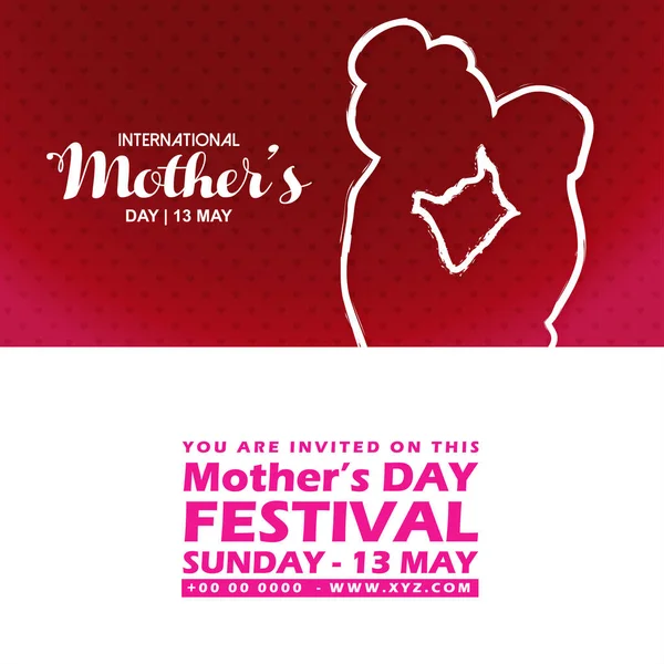 Mutlu anneler günü kartı tipografi üzerinde beyaz ve kırmızı arka plan ile