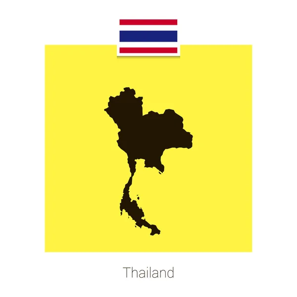 Projekt Mapy Tajlandia Flagą Żółte Tło Wektor — Wektor stockowy