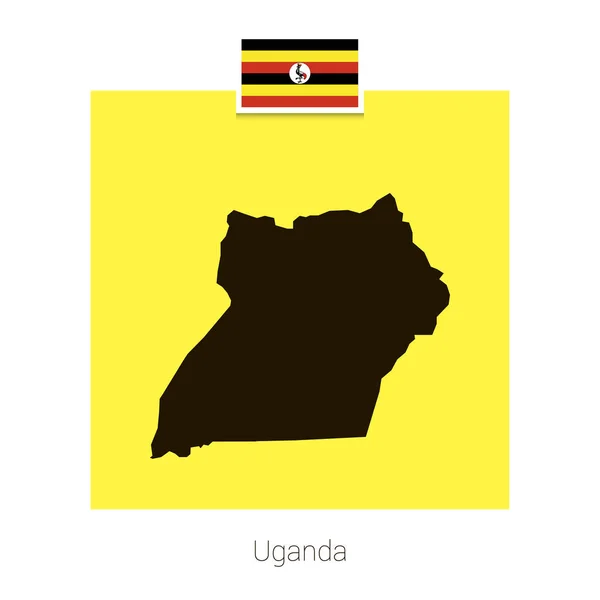 Uganda Map Design Flag Yellow Background Vector — Stock Vector