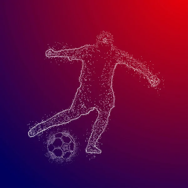 Football Design Logo Coloré Sur Fond Rouge Bleu — Image vectorielle