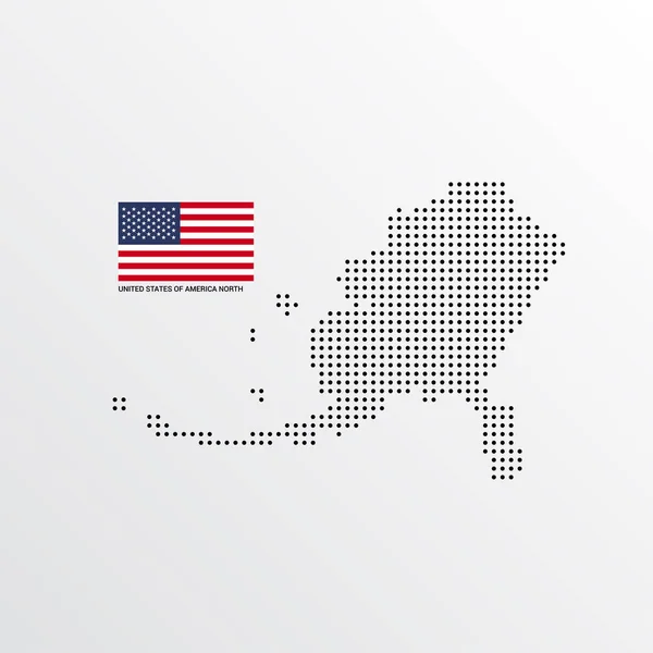 Estados Unidos América Projeto Mapa Norte Com Bandeira Fundo Claro —  Vetores de Stock