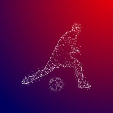 Futbol renkli logo tasarımı kırmızı ve mavi arka plan üzerinde