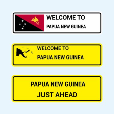 Papua Yeni Gine trafik işaretleri tasarlamak vektör kurulu 