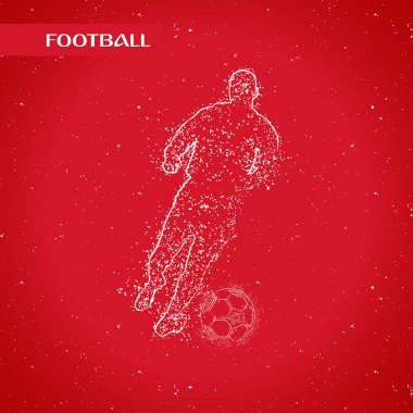 Futbol renkli logo tasarımı kırmızı zemin üzerine