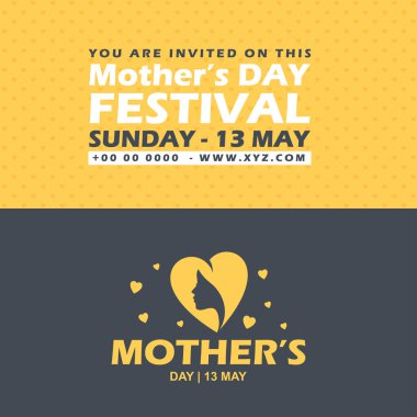 Mutlu anneler günü kartı tipografi ve sarı arka plana sahip