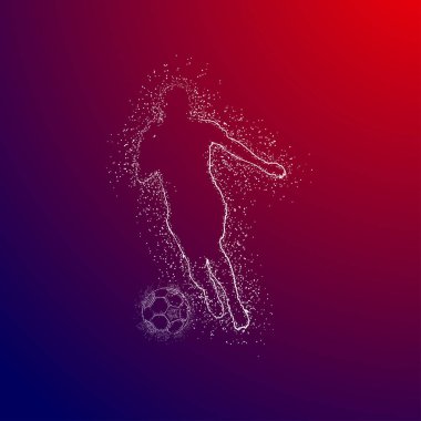 Futbol renkli logo tasarımı kırmızı ve mavi arka plan üzerinde