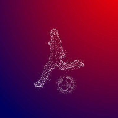 Futbol renkli logo tasarımı kırmızı ve mavi arka plan üzerinde