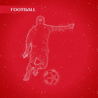 Futbol renkli logo tasarımı kırmızı zemin üzerine