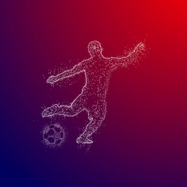 Futbol renkli logo tasarımı kırmızı ve mavi arka plan üzerinde