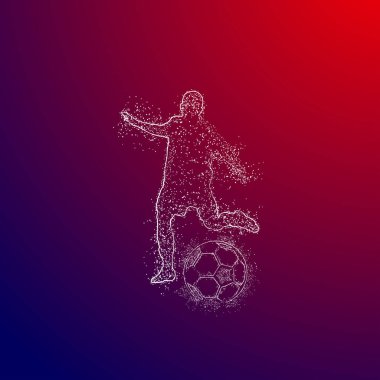 Futbol renkli logo tasarımı kırmızı ve mavi arka plan üzerinde