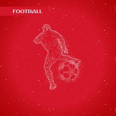 Futbol renkli logo tasarımı kırmızı zemin üzerine