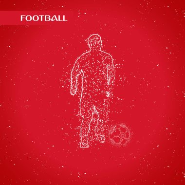 Futbol renkli logo tasarımı kırmızı zemin üzerine