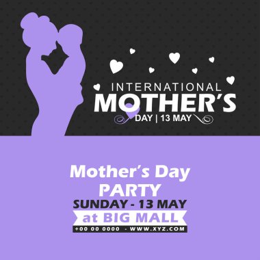 Mutlu anneler günü kartı tipografi ve koyu arka plan