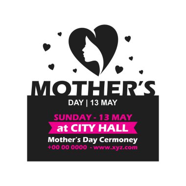 Mutlu anneler günü kartı tipografi ve beyaz arka plan ile