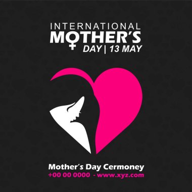 Mutlu anneler günü kartı tipografi ve siyah arka plan ile