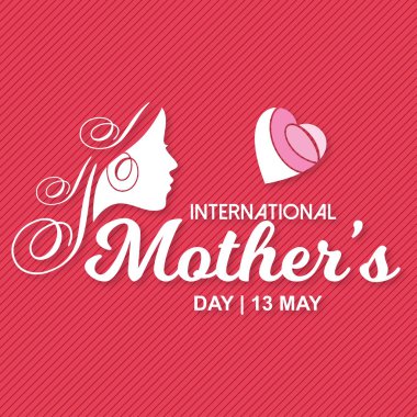 Mutlu anneler günü kartı tipografi ve kırmızı arka plan ile