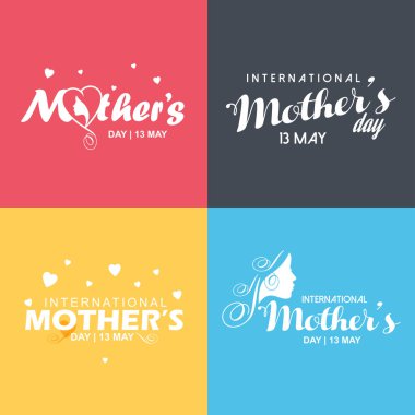 Mutlu anneler günü kartı tipografi üzerinde renkli arka planlar ile