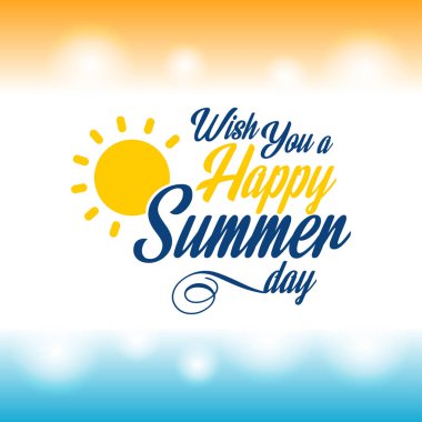 Açık renkli, vektör, illüstrasyon ile mutlu yaz tebrik kartı