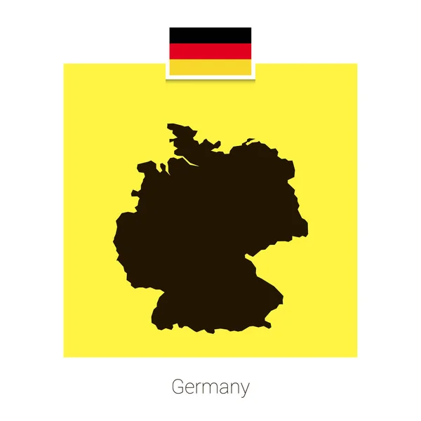 Deutschland Kartendesign Mit Flagge Und Gelbem Hintergrundvektor — Stockvektor