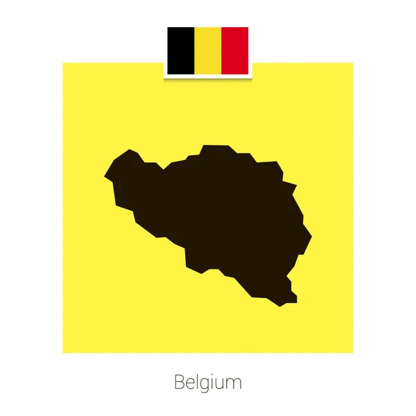 Design Mapa Belgie Vlajkou Žluté Pozadí Vektor — Stockový vektor