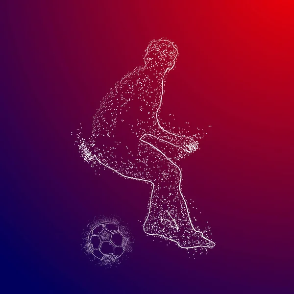 Football Design Logo Coloré Sur Fond Rouge Bleu — Image vectorielle