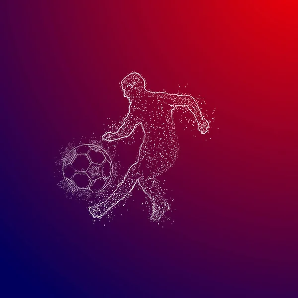 Football Design Logo Coloré Sur Fond Rouge Bleu — Image vectorielle