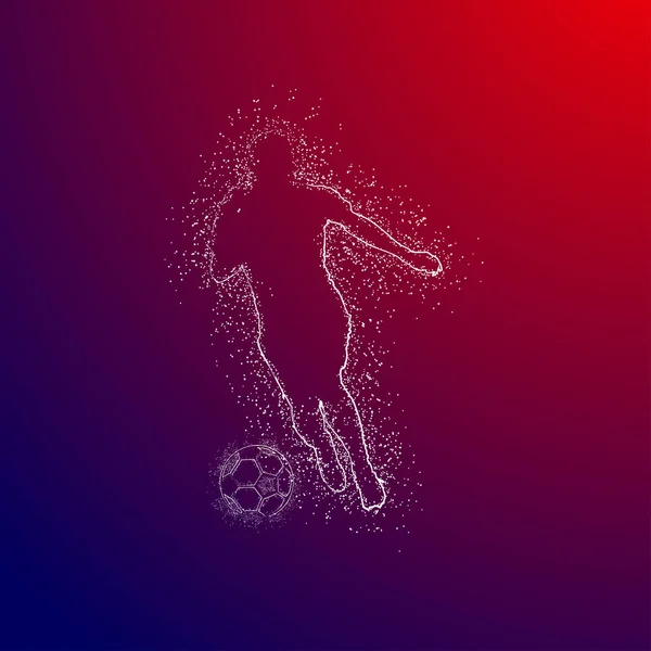 Football Design Logo Coloré Sur Fond Rouge Bleu — Image vectorielle