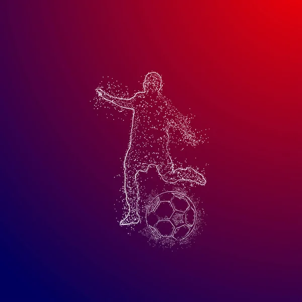 Calcio Disegno Logo Colorato Sfondo Rosso Blu — Vettoriale Stock