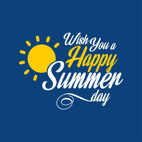 Mutlu yaz kartı ile mavi arka plan ve benzersiz tasarım, vektör, illüstrasyon