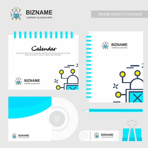 Company design stationary items with calender and notebook design