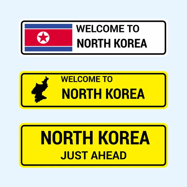 Corea Del Norte Señales Tráfico Diseño Del Tablero Vector — Vector de stock