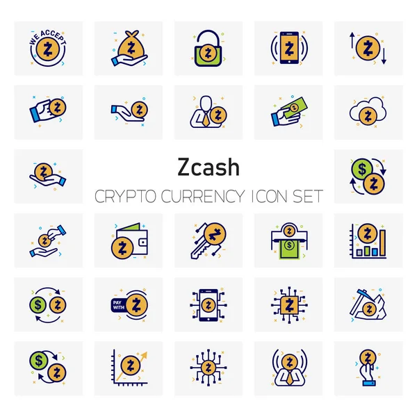 Cash Crypto Icônes Monnaie Ensemble Vecteur Illustration — Image vectorielle