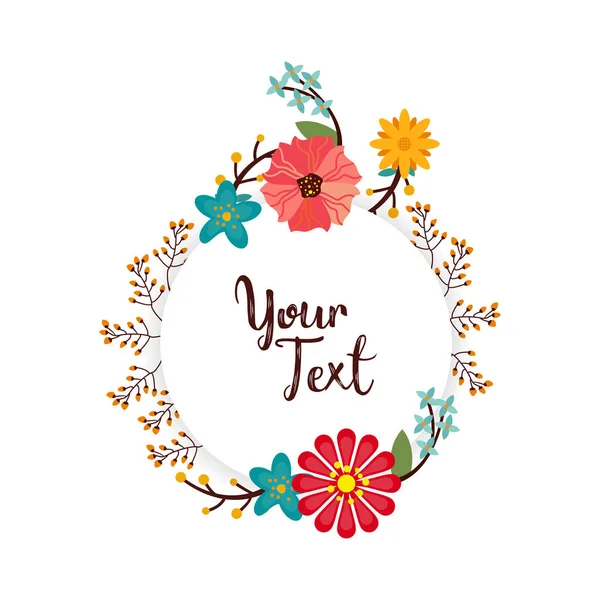 Tipografi ile yuvarlak çiçekli çerçeve, vektör, illüstrasyon