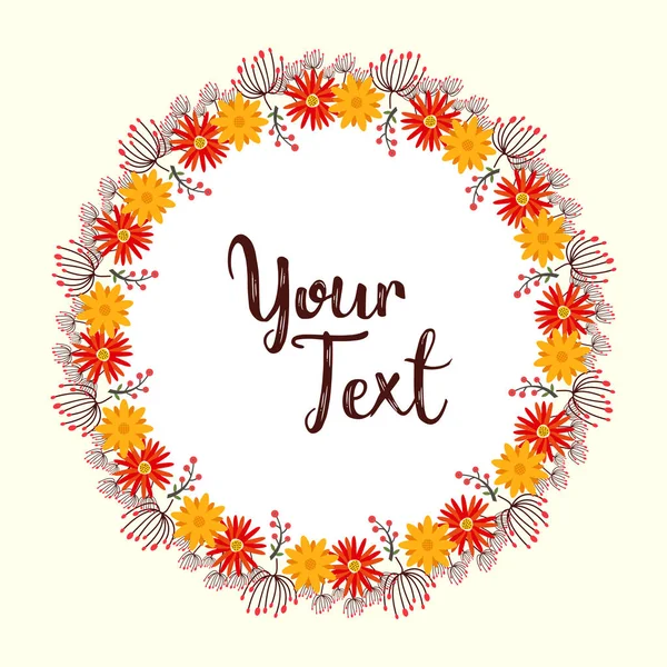 Tipografi ile yuvarlak çiçekli çerçeve, vektör, illüstrasyon