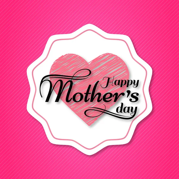 Tarjeta Del Día Madre Feliz Con Tipografía Fondo Rosa — Vector de stock