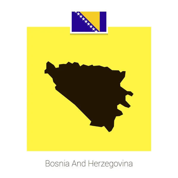 Bósnia Herzegovina Mapa Design Com Bandeira Fundo Amarelo —  Vetores de Stock
